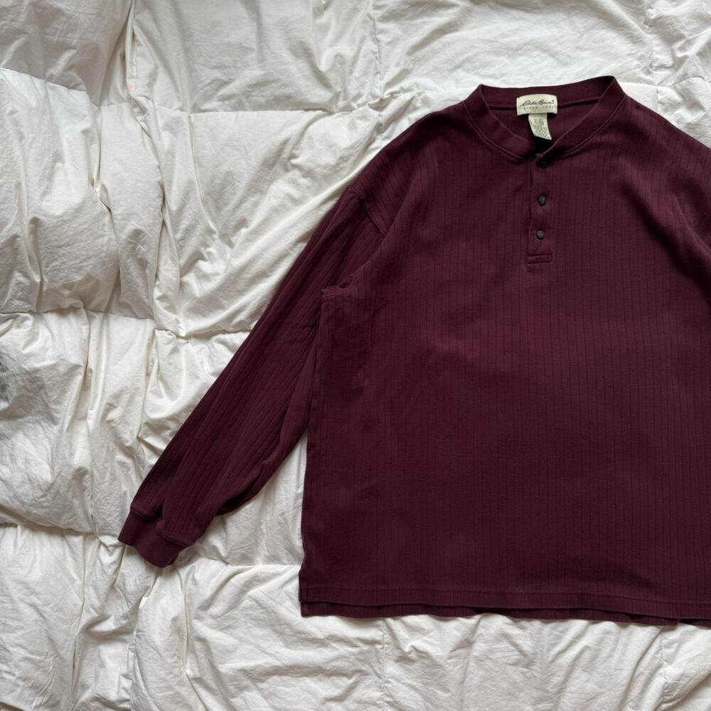 Vintage burgundy long sleeve shirt‎ Eddie Bauer sz XLT Y2K grunge cotton ribbed